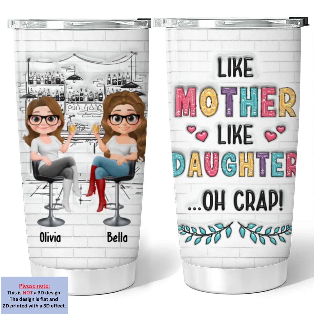 I Love Cute Mom - Personalized Custom 3D Inflated Effect Tumbler - Image 7