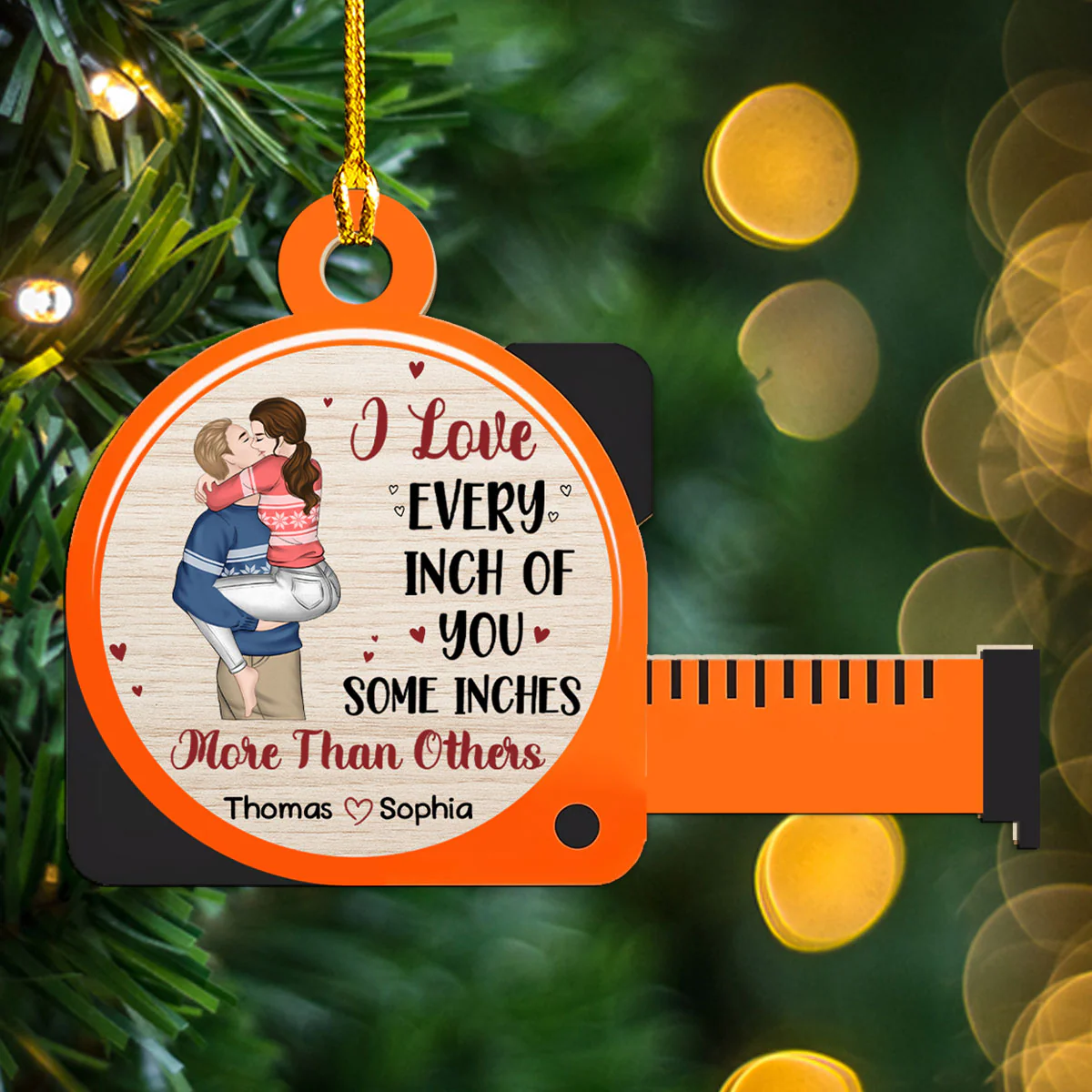 I Love Every Inch Of You - Personalized Custom Wood Ornament - Image 2