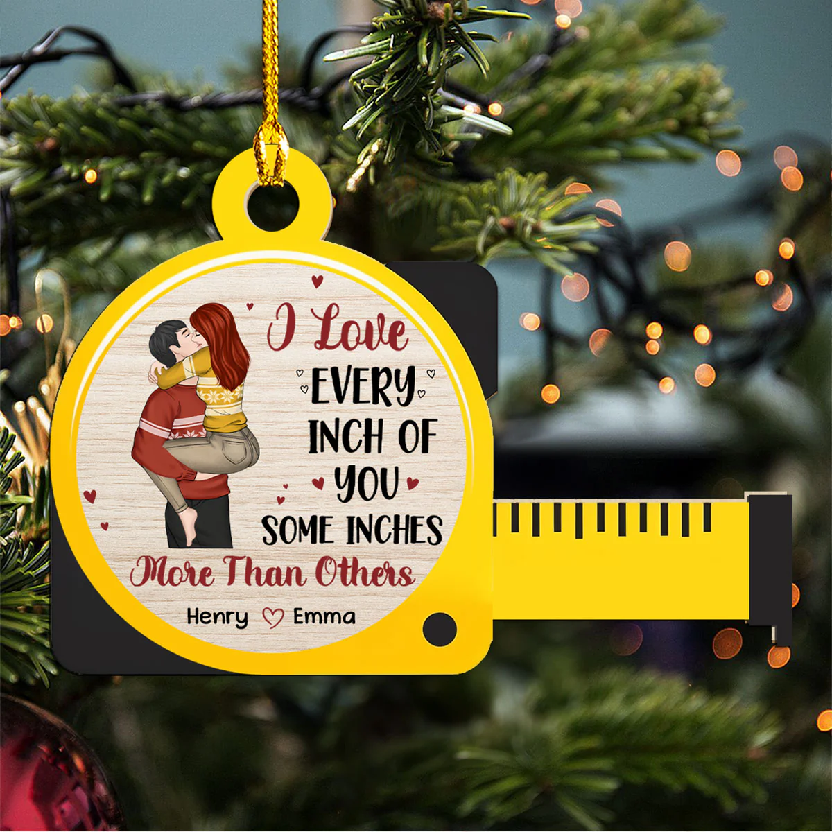 I Love Every Inch Of You - Personalized Custom Wood Ornament - Image 3