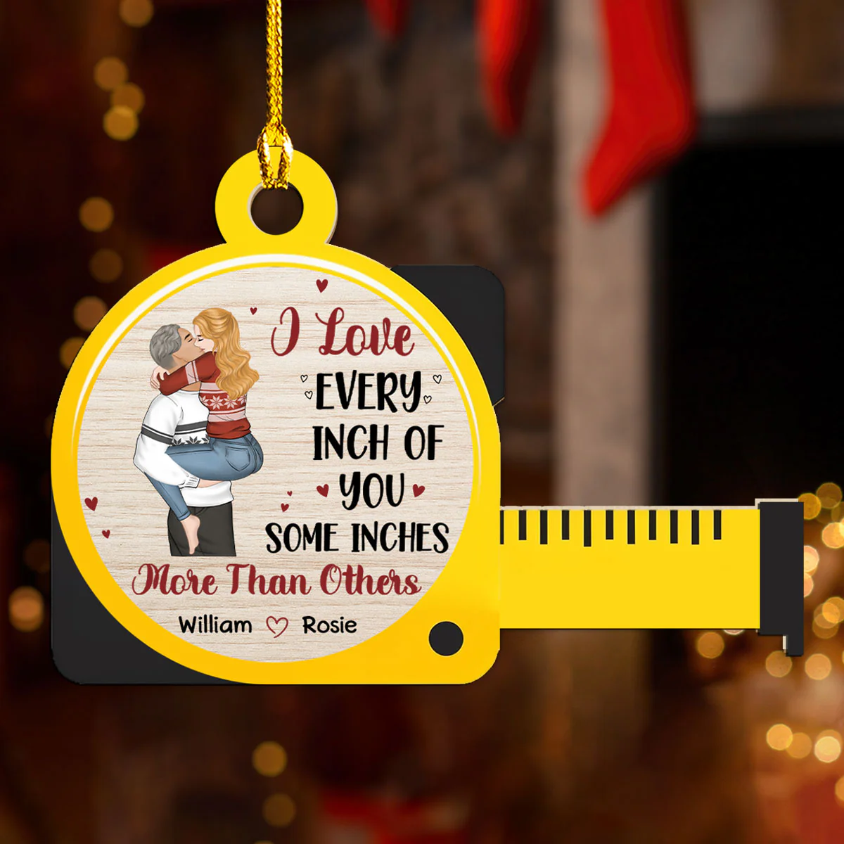 I Love Every Inch Of You - Personalized Custom Wood Ornament - Image 4