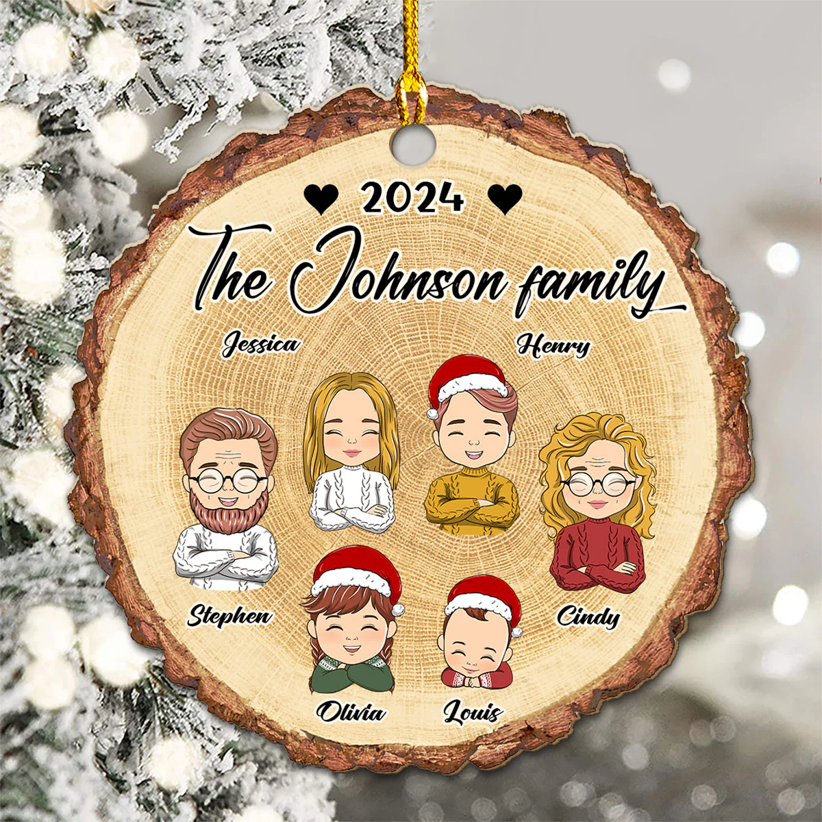 I Love My Family - Personalized Custom Wood Ornament - Image 3