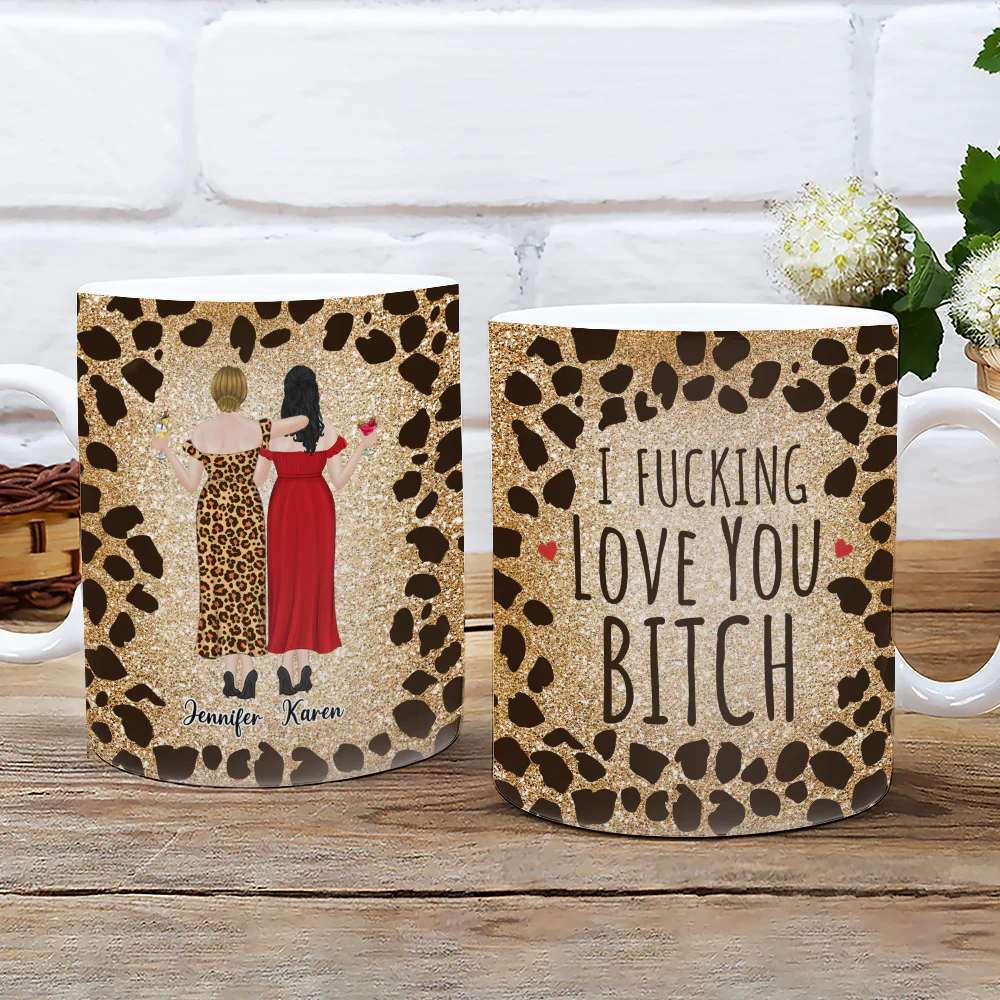 I Love My Friend Leopard - Personalized Custom Coffee Mug - Image 2