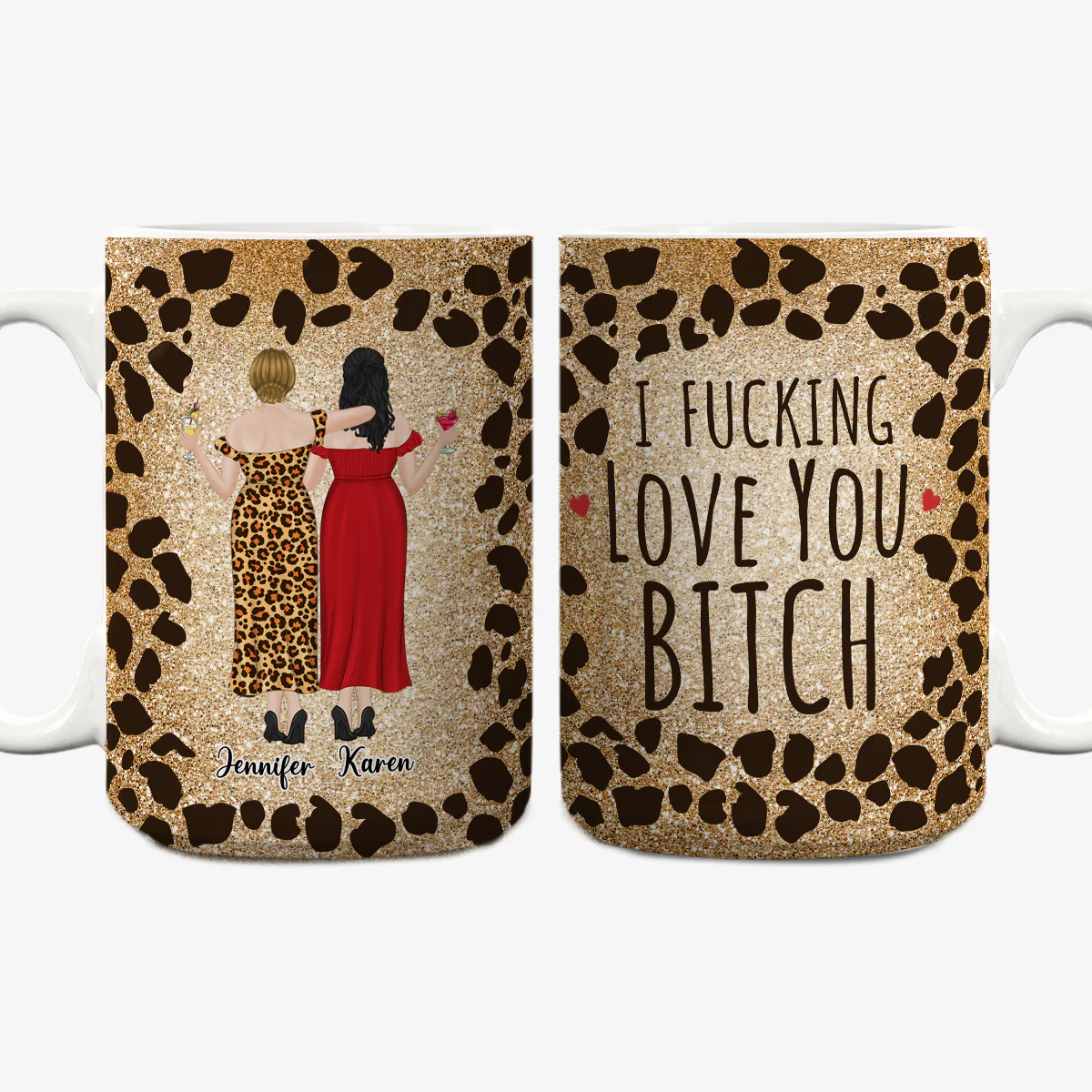 I Love My Friend Leopard - Personalized Custom Coffee Mug - Image 6