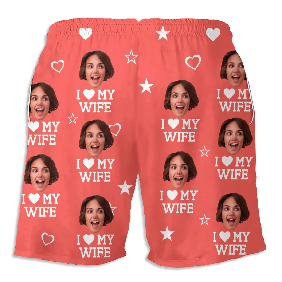 I Love My Partner  - Personalized Custom Couple Beach Shorts - Image 4