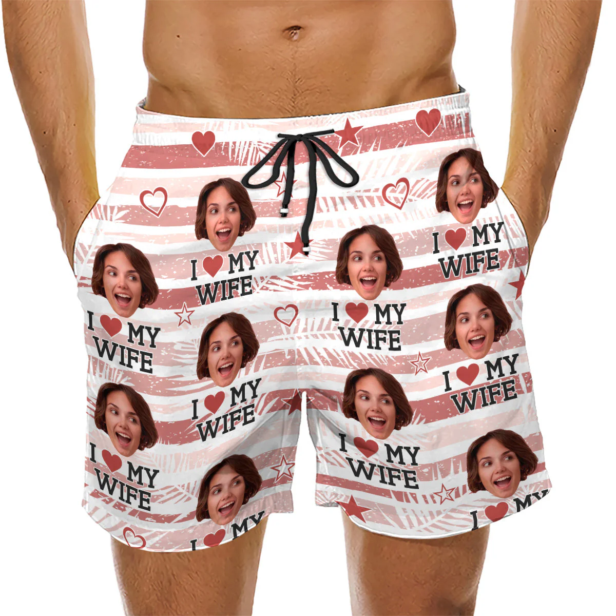 I Love My Wife - Personalized Custom Beach Shorts - Image 3