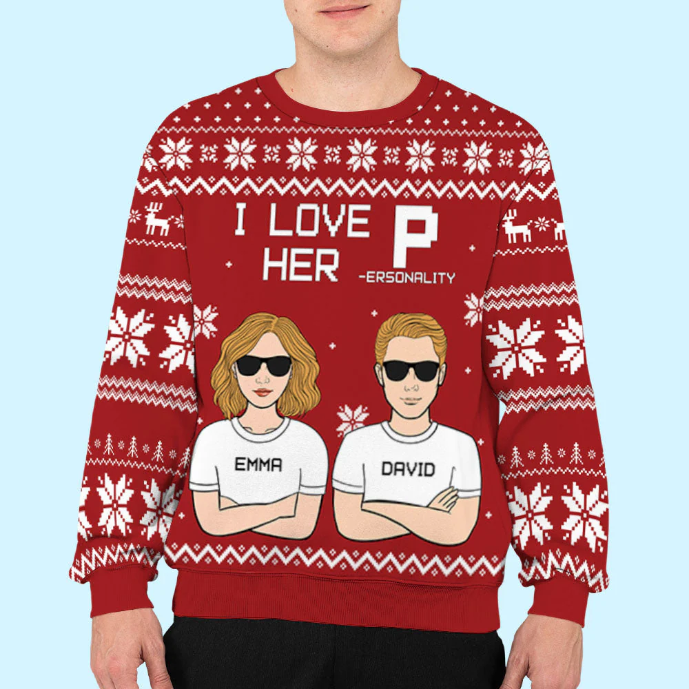 I Love - Personalized Custom All-Over-Print Sweatshirt - Image 3