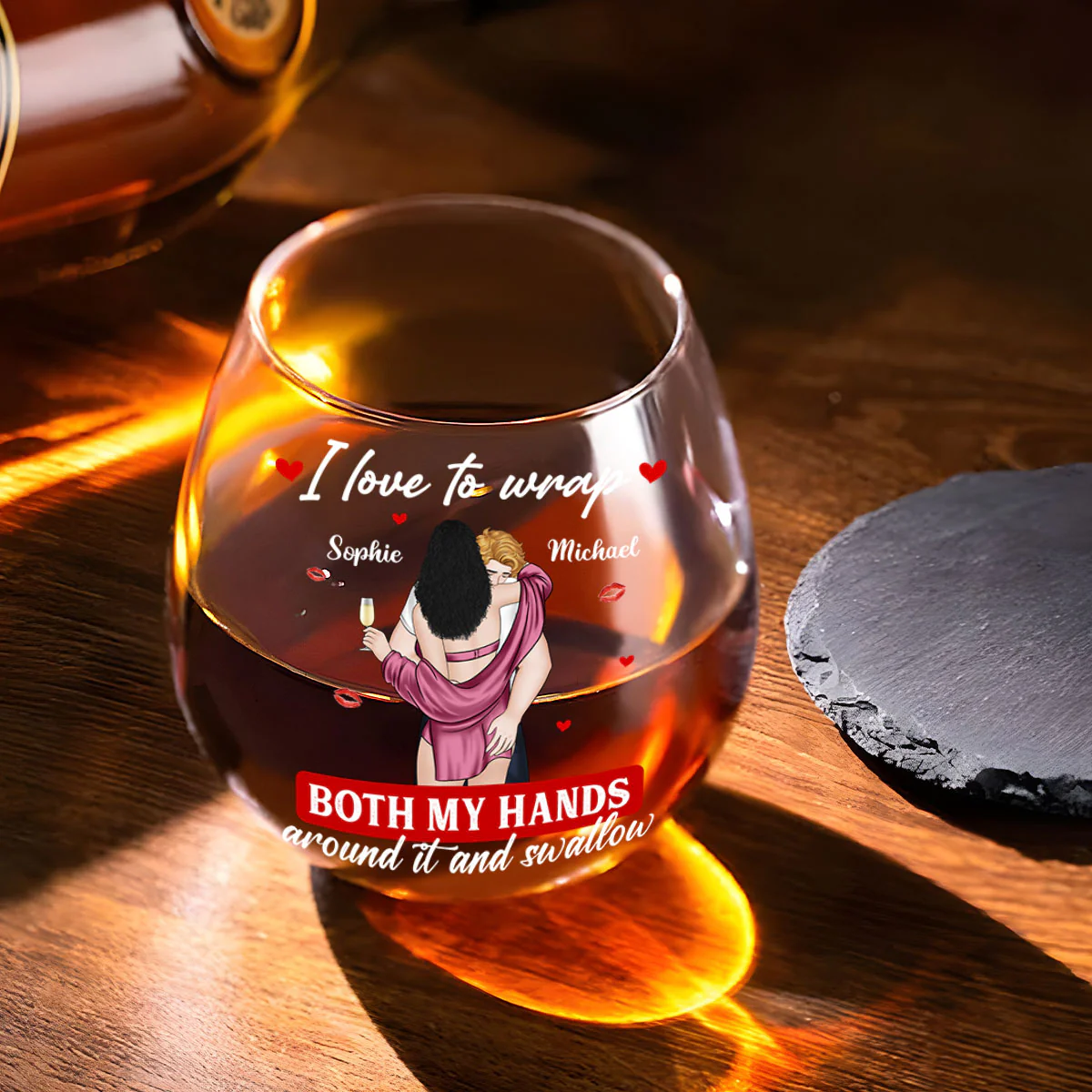 I Love To Wrap Both My Hands Around It - Personalized Custom Wine Glass - Image 2