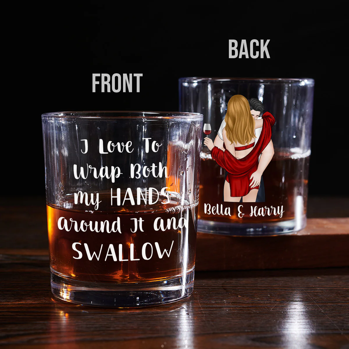 I Love To Wrap Both My Hands - Personalized Custom Whiskey Glass - Image 2