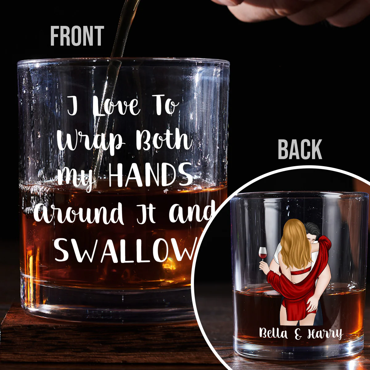 I Love To Wrap Both My Hands - Personalized Custom Whiskey Glass - Image 5