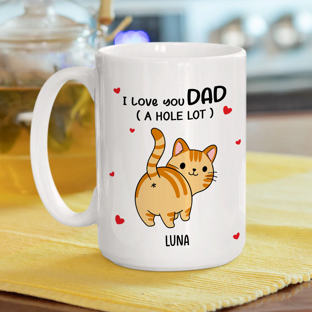 I Love You Dad A Hole Lot - Personalized Custom Coffee Mug - Image 5