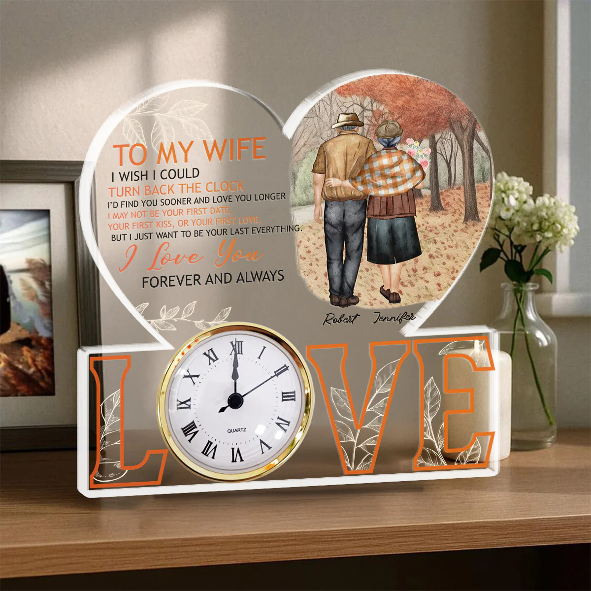 I Love You Forever & Always - Personalized Custom Acrylic Desk Clock Plaque - Image 3