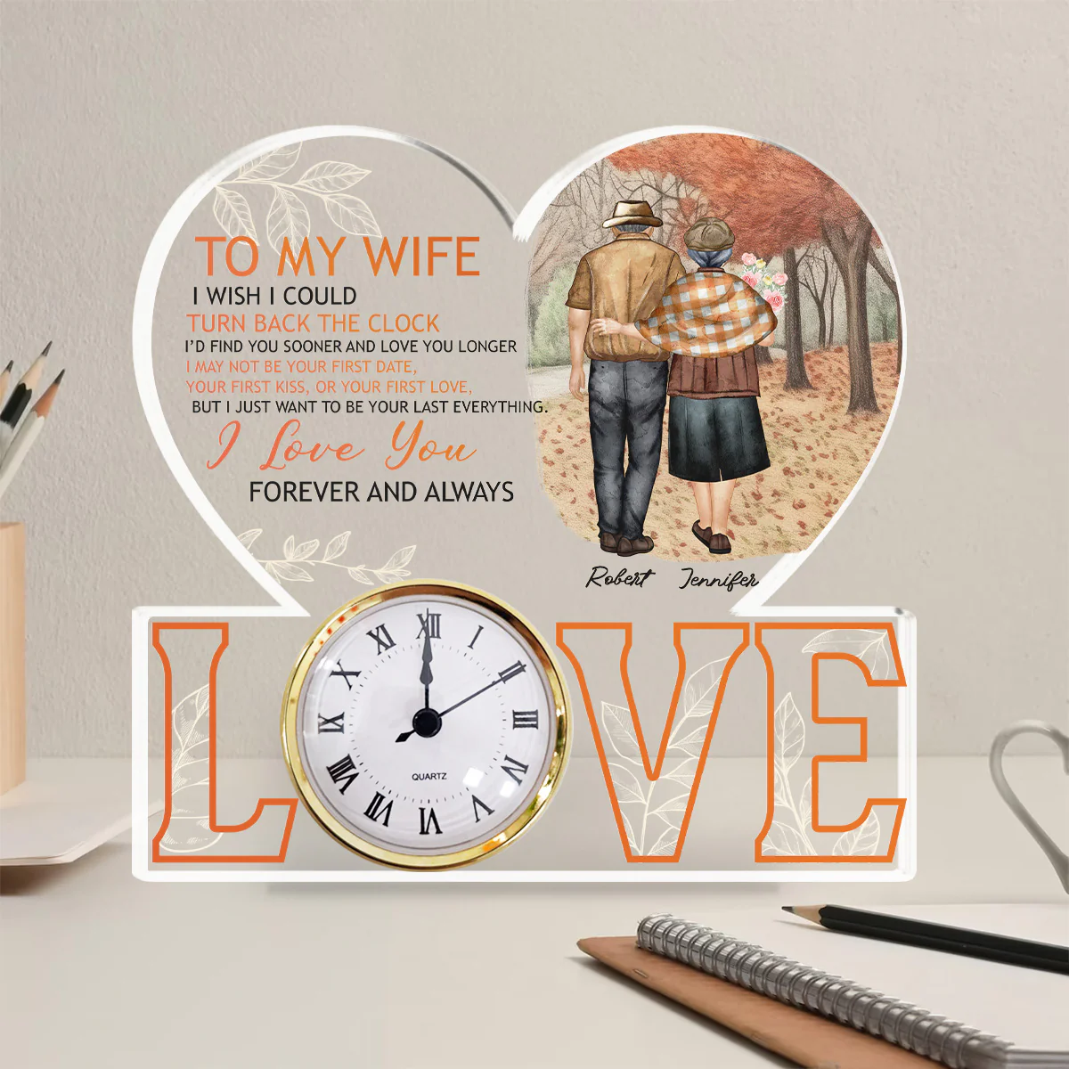 I Love You Forever & Always - Personalized Custom Acrylic Desk Clock Plaque - Image 4