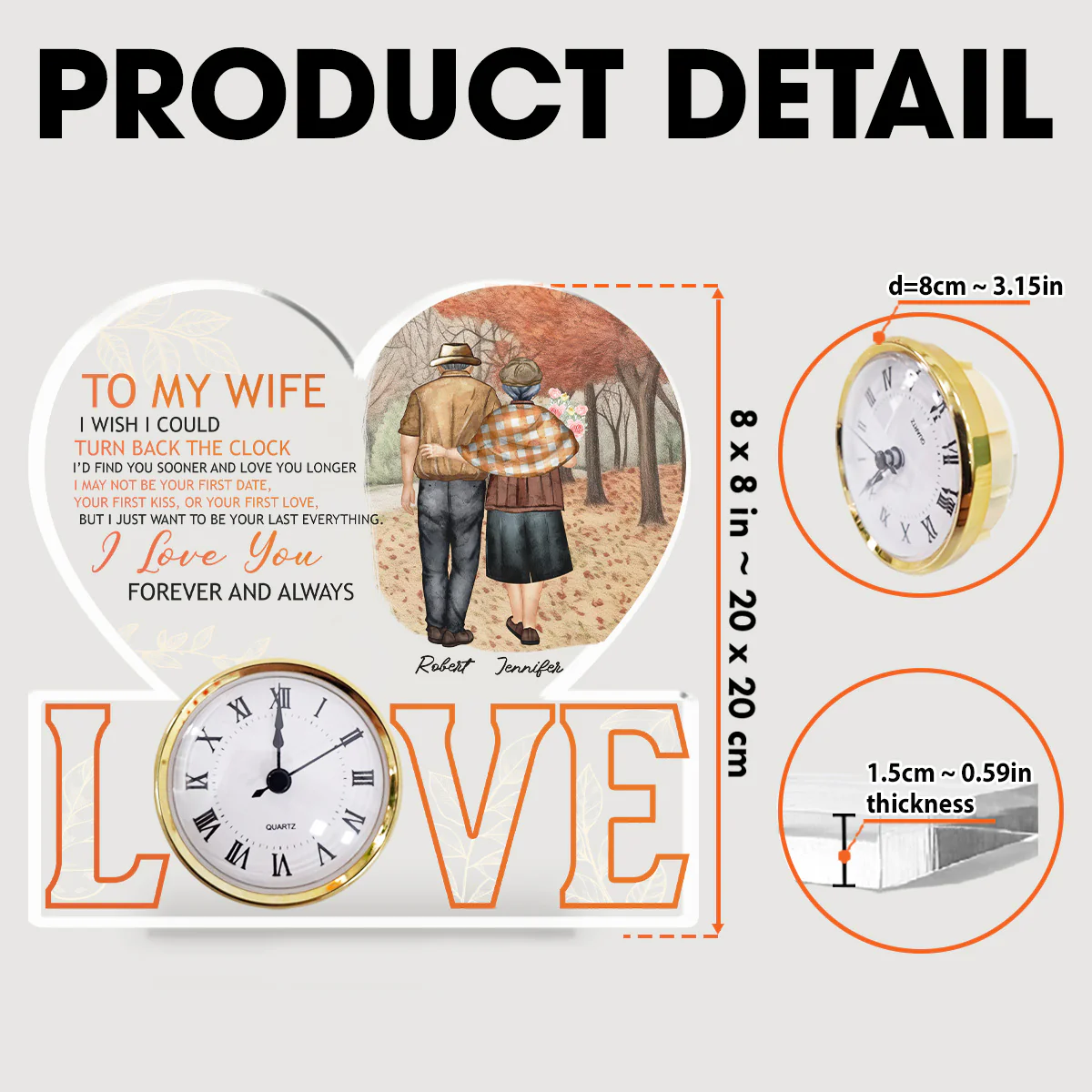 I Love You Forever & Always - Personalized Custom Acrylic Desk Clock Plaque - Image 5