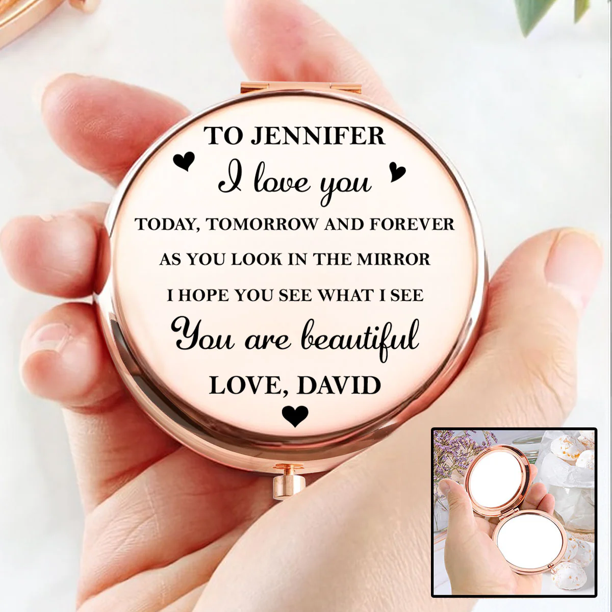 I Love You Forever - Personalized Custom Compact Mirror