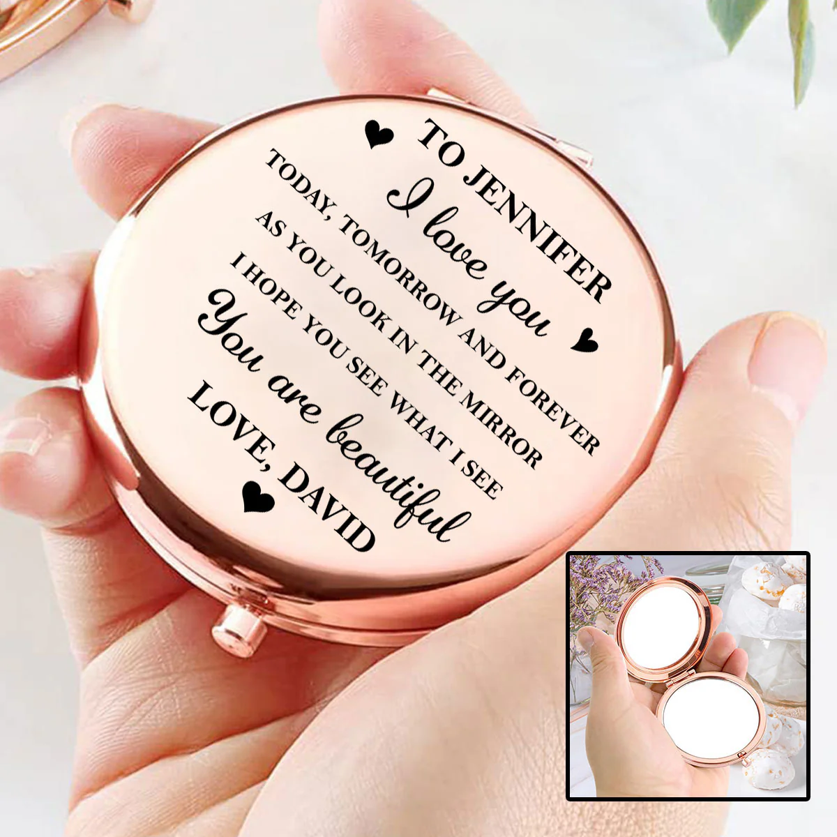 I Love You Forever - Personalized Custom Compact Mirror - Image 3