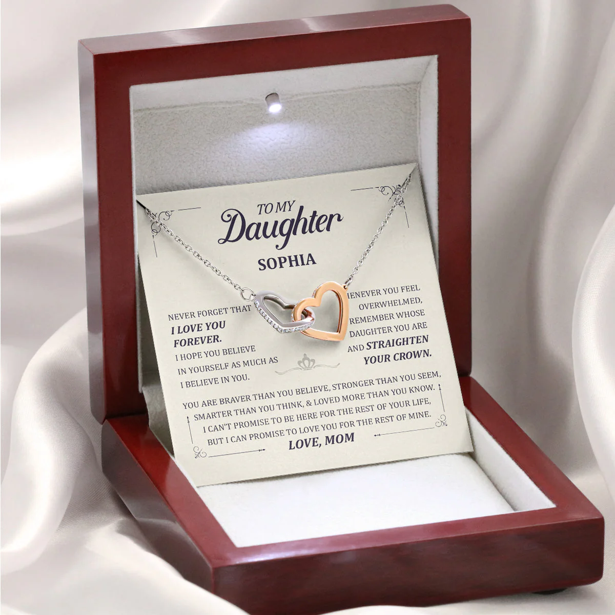 I Love You Forever - Personalized Custom Interlocking Heart Necklace - Image 3