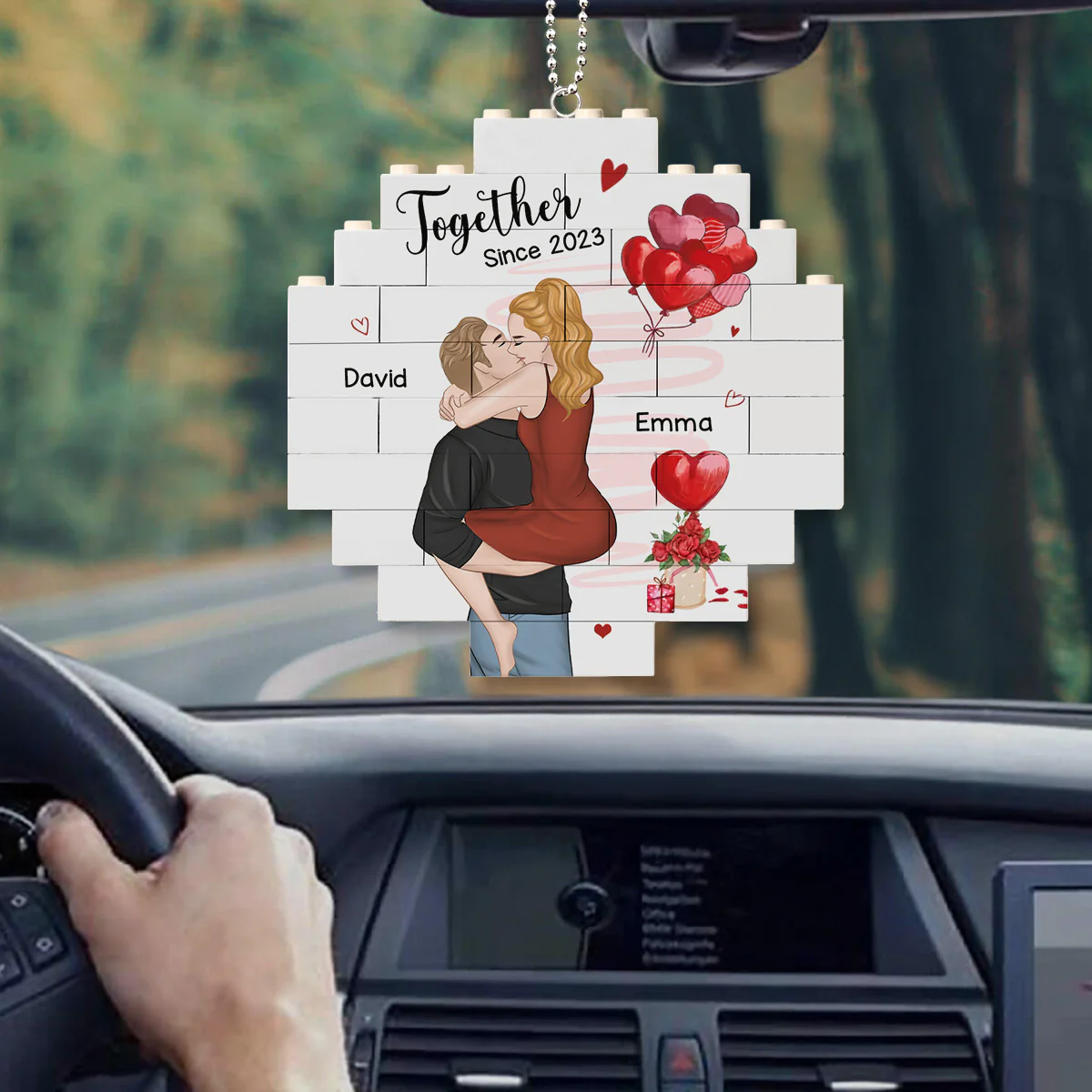 I Love You Forever - Personalized Custom Puzzle Car Ornament - Image 3