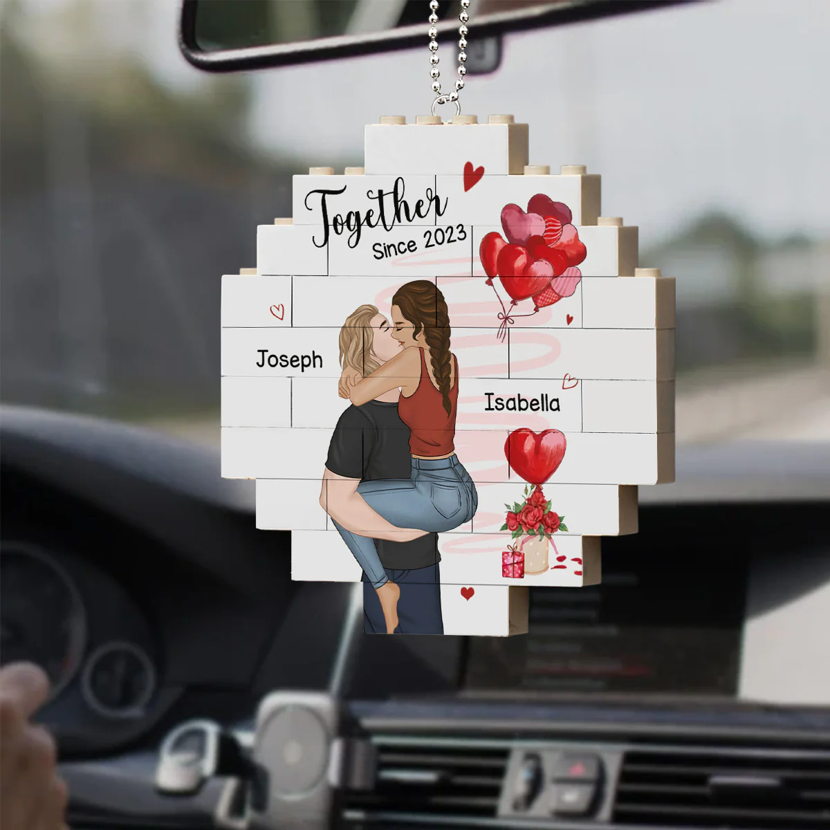 I Love You Forever - Personalized Custom Puzzle Car Ornament - Image 4