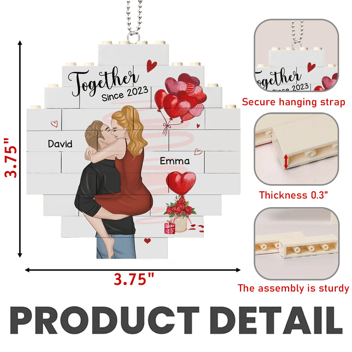 I Love You Forever - Personalized Custom Puzzle Car Ornament - Image 5