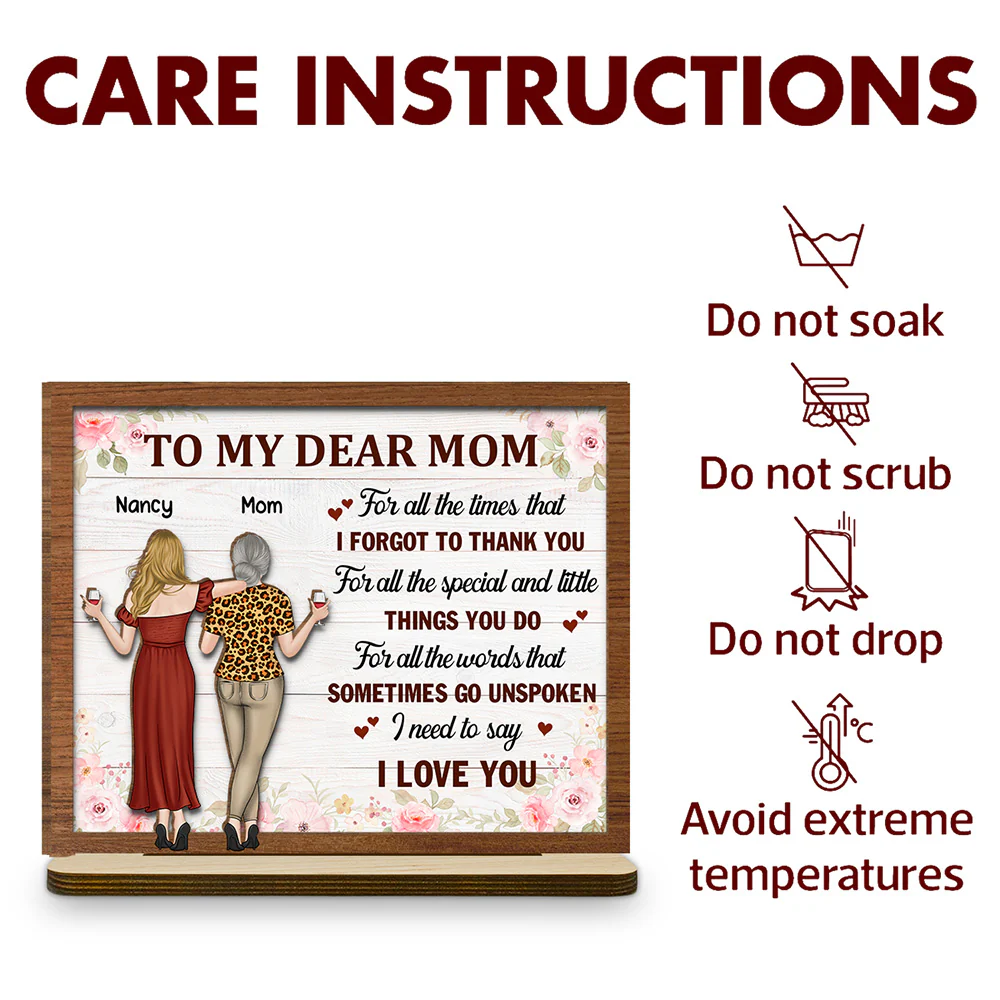 I Love You Mom - Personalized Custom 2-Layer Wood Plaque With Flat Base - Image 5