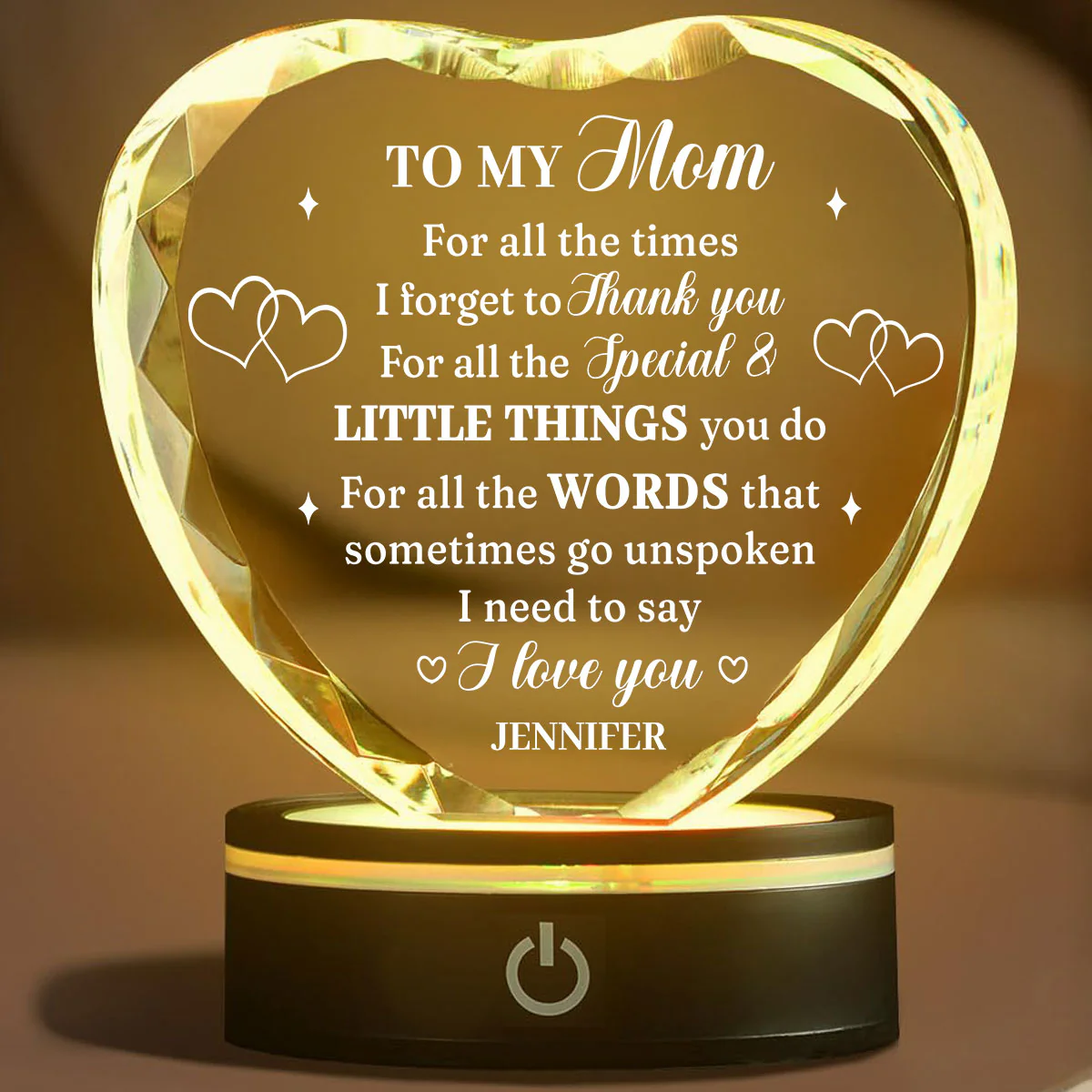 I Love You Mom - Personalized Custom Crystal Led Light - Image 2