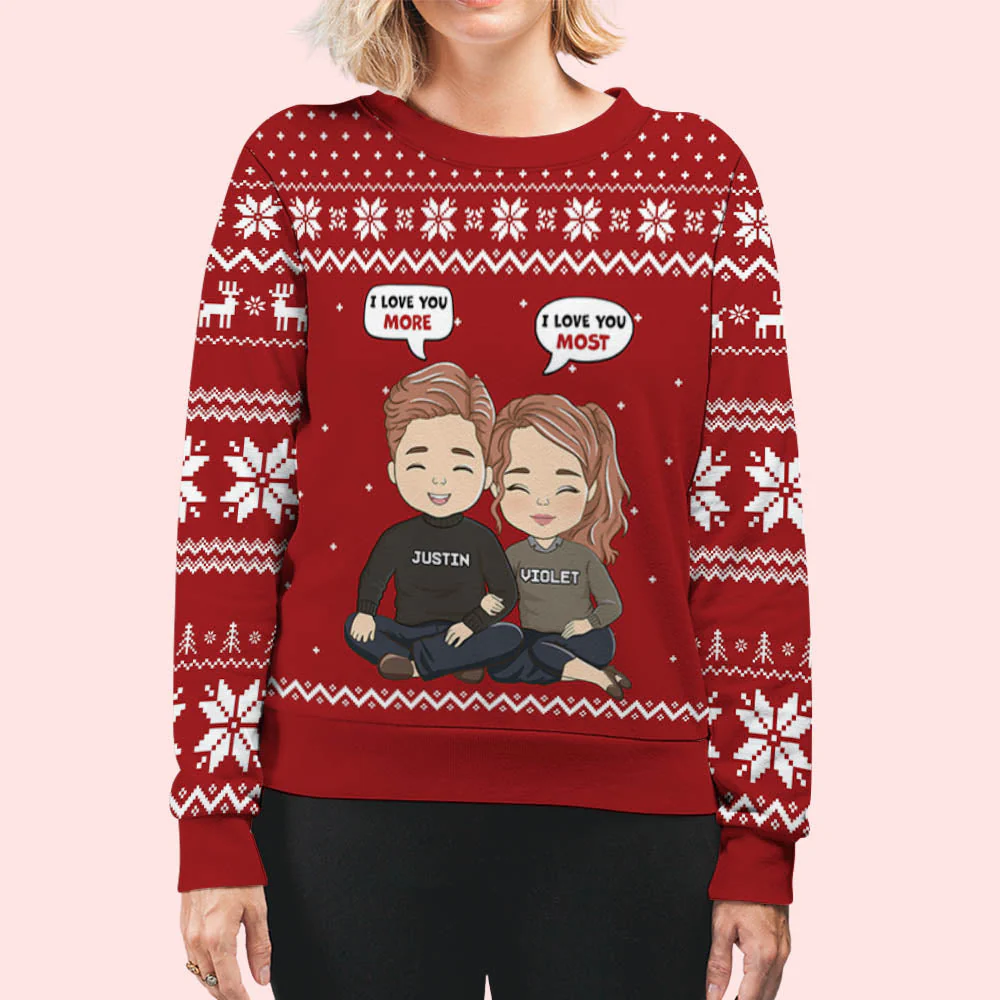 I Love You More - Personalized Custom All-Over-Print Sweatshirt - Image 4