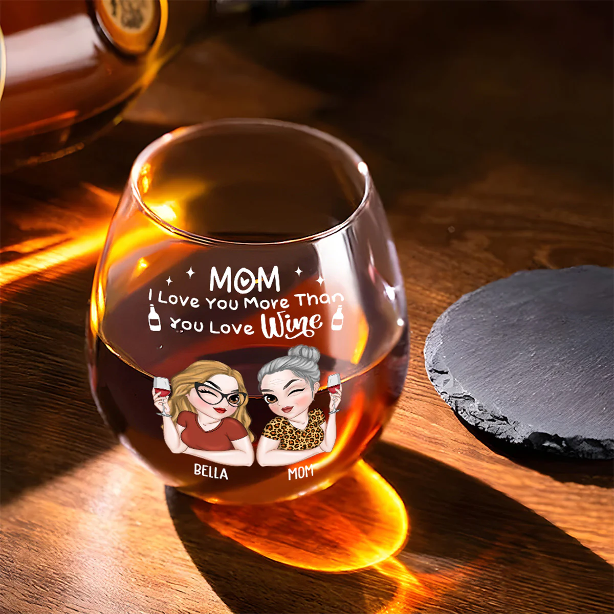 I Love You More Than Wine - Personalized Custom Wine Glass - Image 2