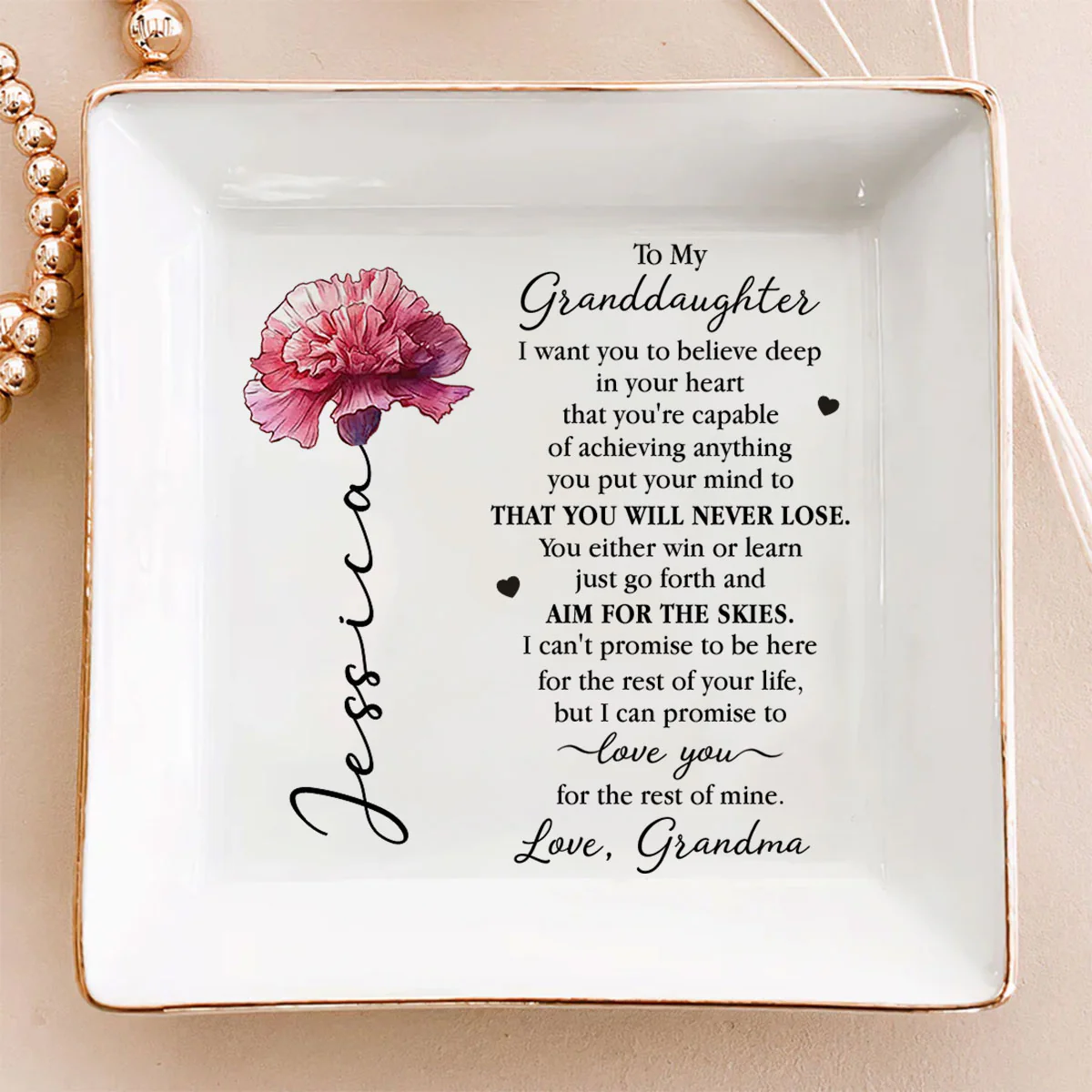 I Love You My Granddaughter - Personalized Custom Jewelry Dish - Image 4
