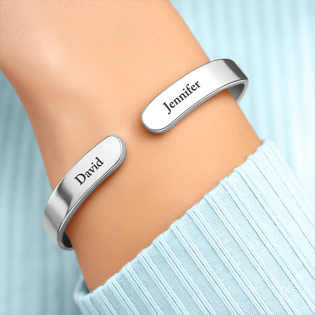 I Love You Now And Always - Personalized Custom Bracelet Cuff - Image 3