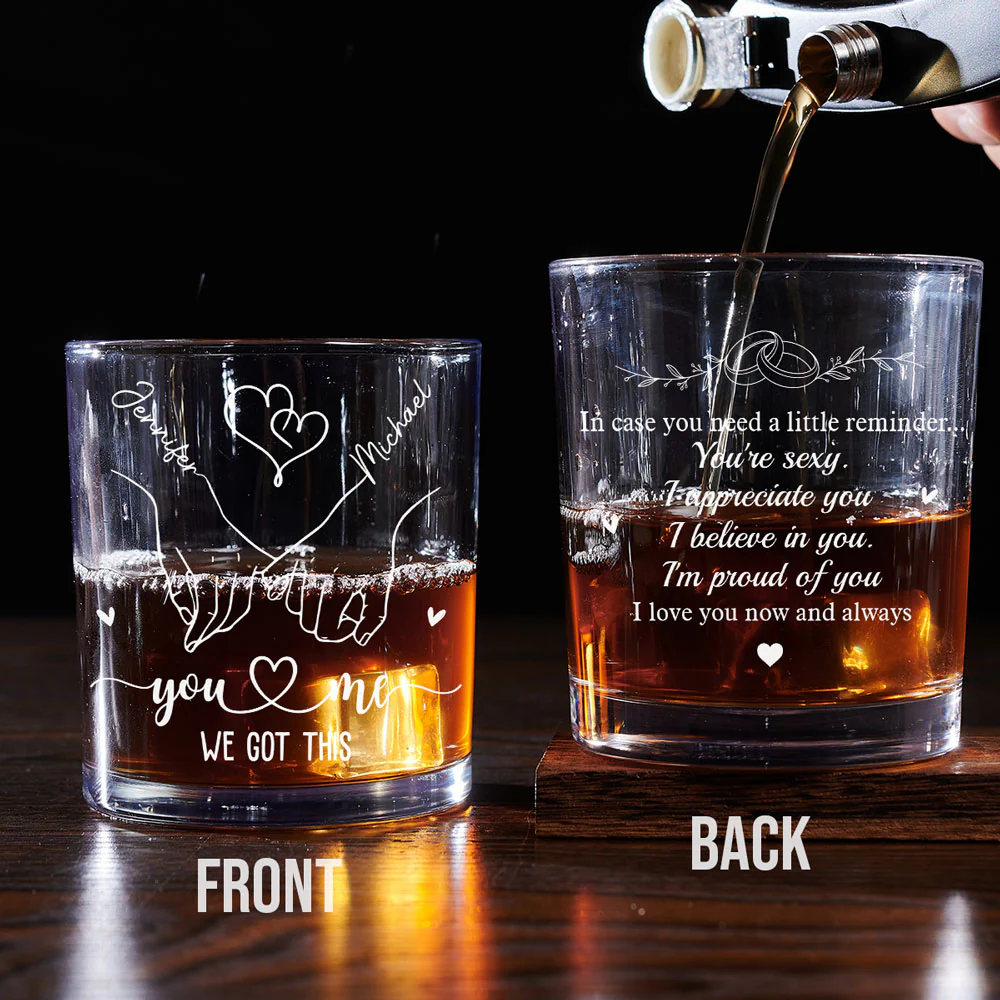 I Love You Now And Always - Personalized Custom Whiskey Glass - Image 3