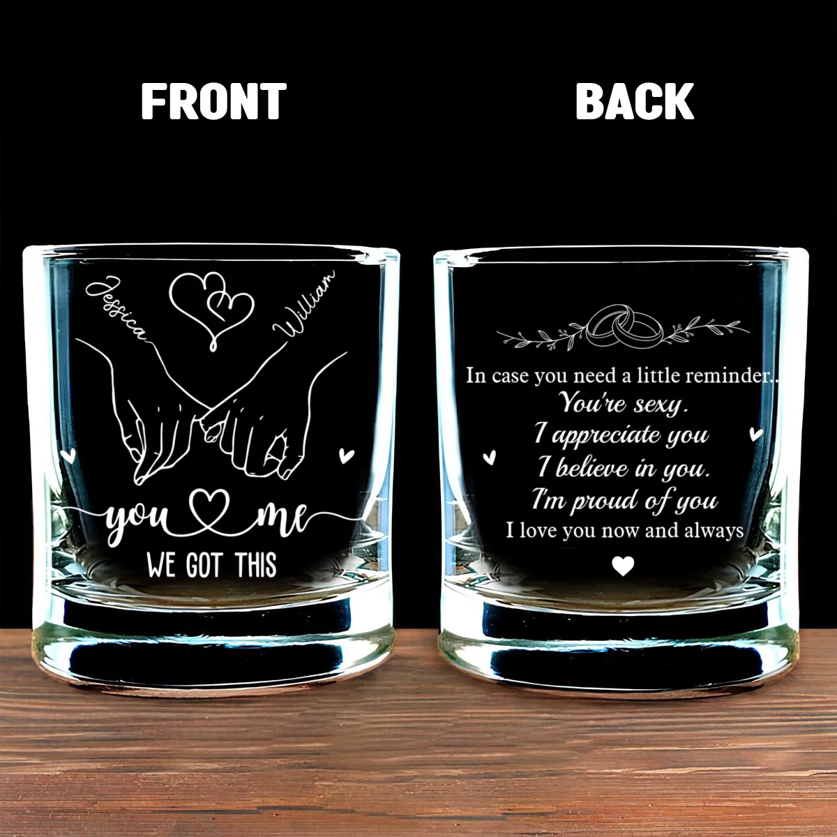 I Love You Now And Always - Personalized Custom Whiskey Glass - Image 6