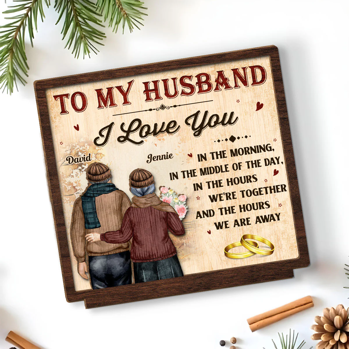 I Love You - Personalized Custom 2-Layer Wood Plaque With Flat Base - Image 4
