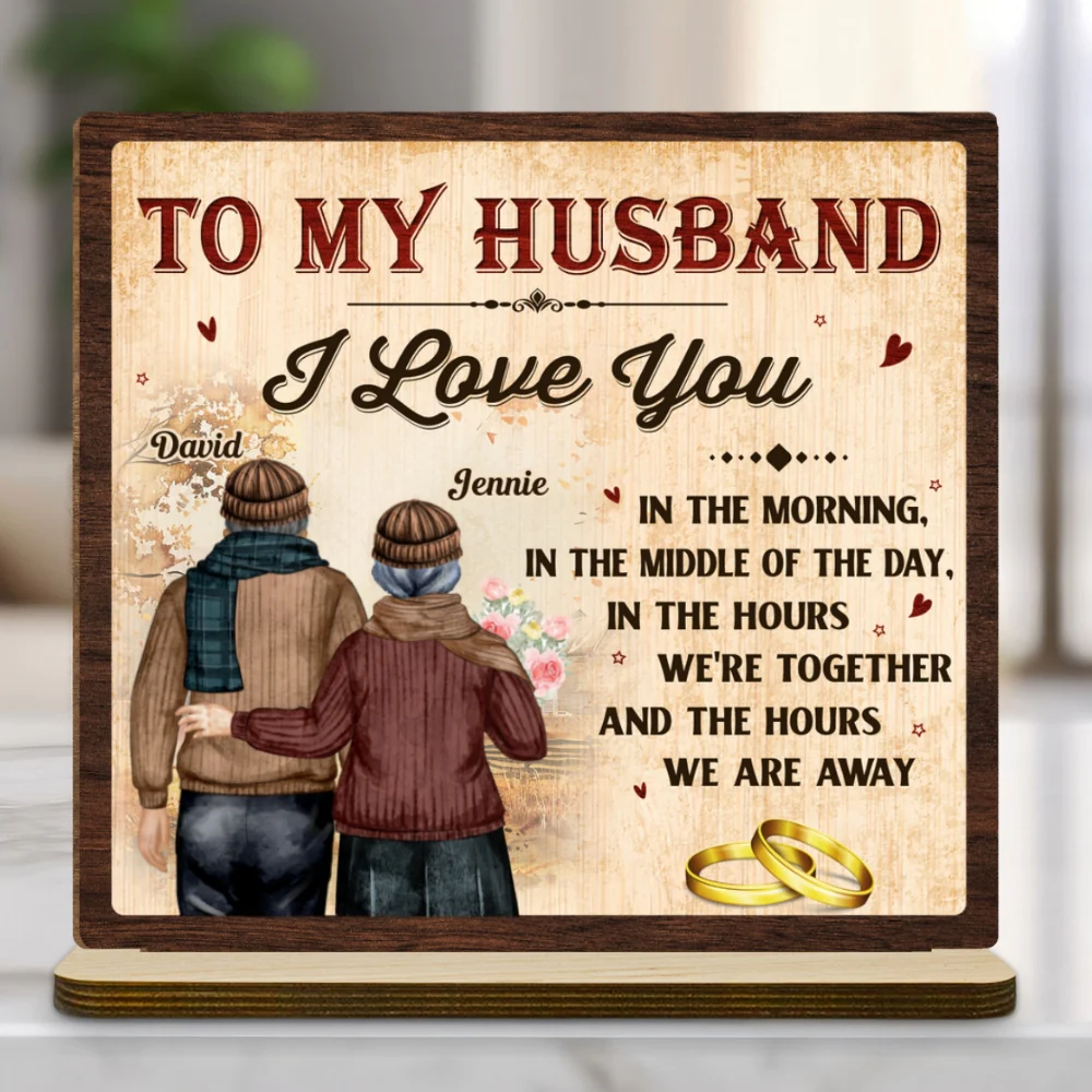 I Love You - Personalized Custom 2-Layer Wood Plaque With Flat Base - Image 7