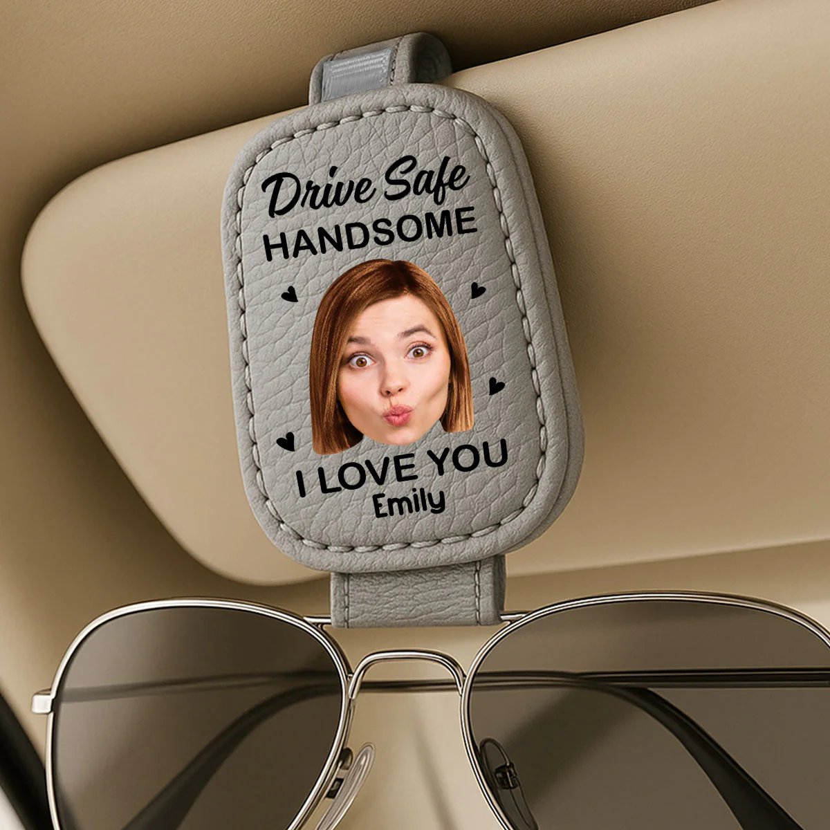 I Love You - Personalized Custom Sunglasses Holder For Car Visor - Image 4