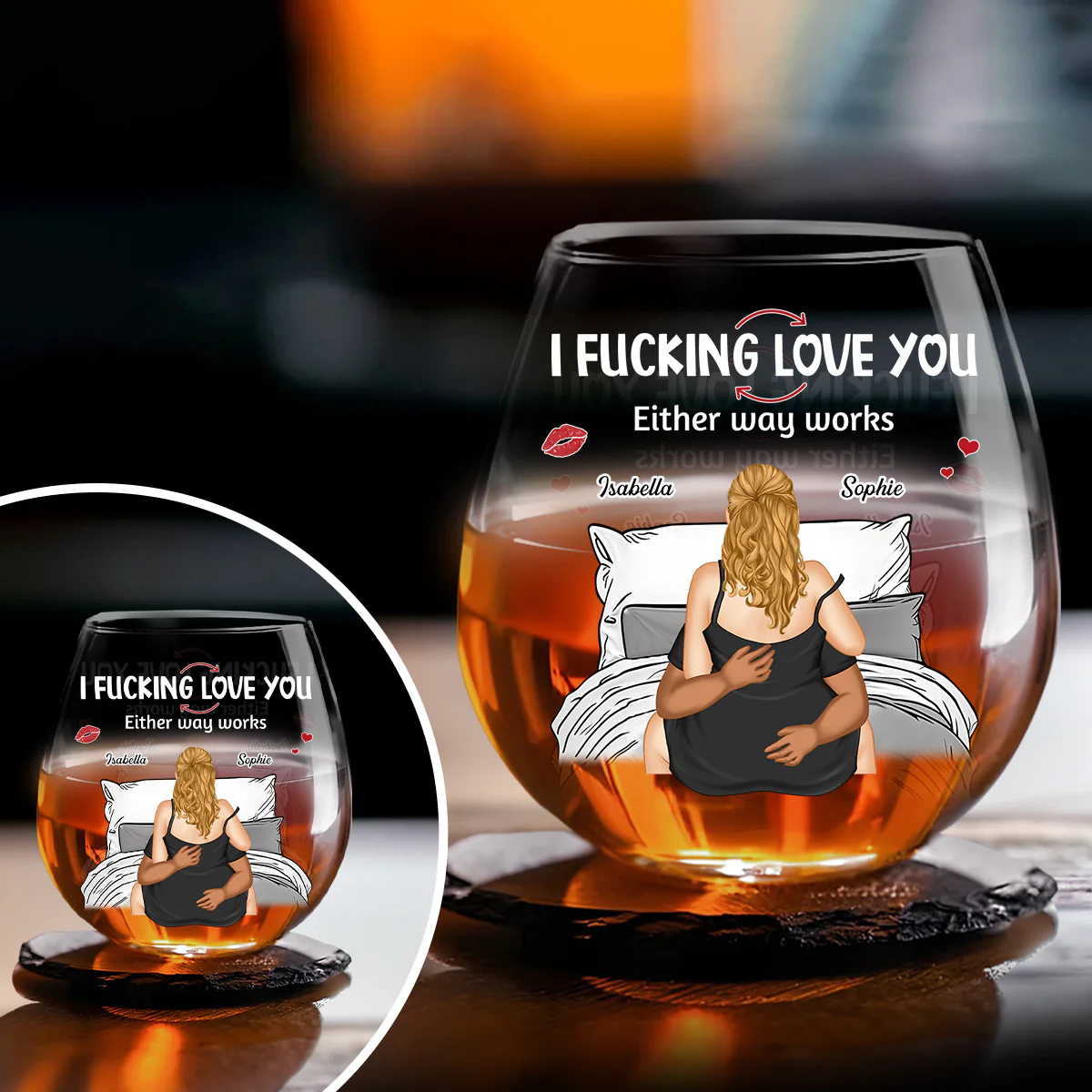 I Love You - Personalized Custom Wine Glass - Image 2