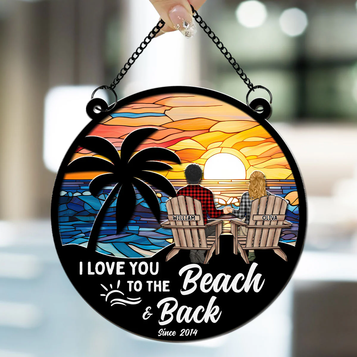 I Love You To The Beach And Back - Personalized Custom Suncatcher - Image 2