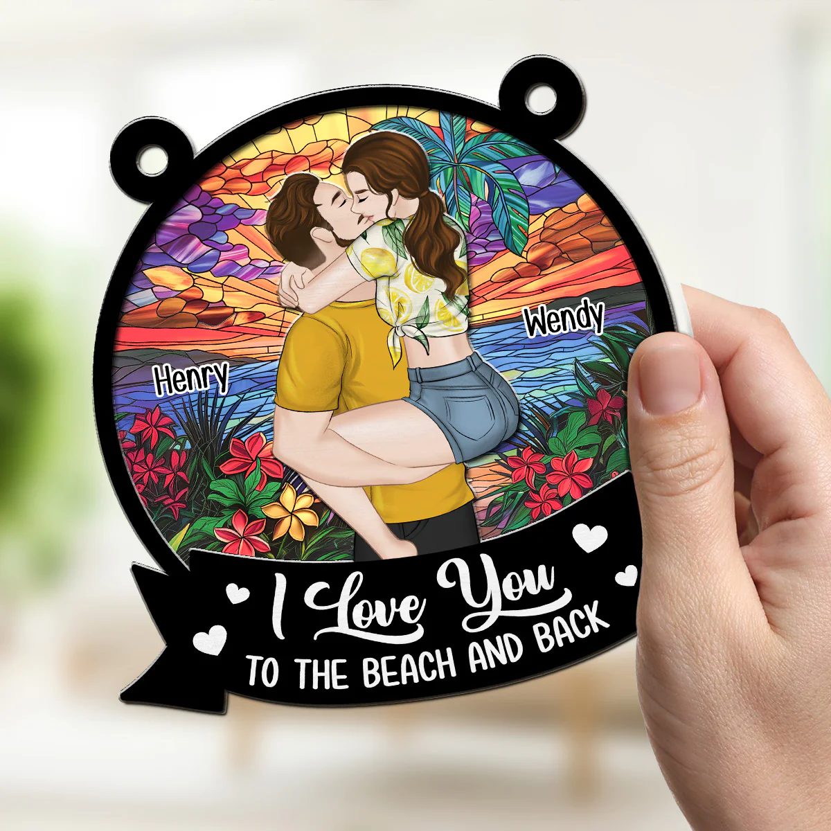 I Love You To The Beach And Back - Personalized Custom Suncatcher - Image 2