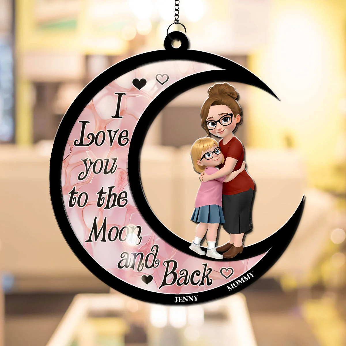 I Love You To The Moon And Back - Personalized Custom Suncatcher - Image 4