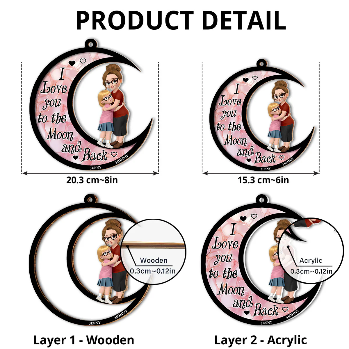 I Love You To The Moon And Back - Personalized Custom Suncatcher - Image 5