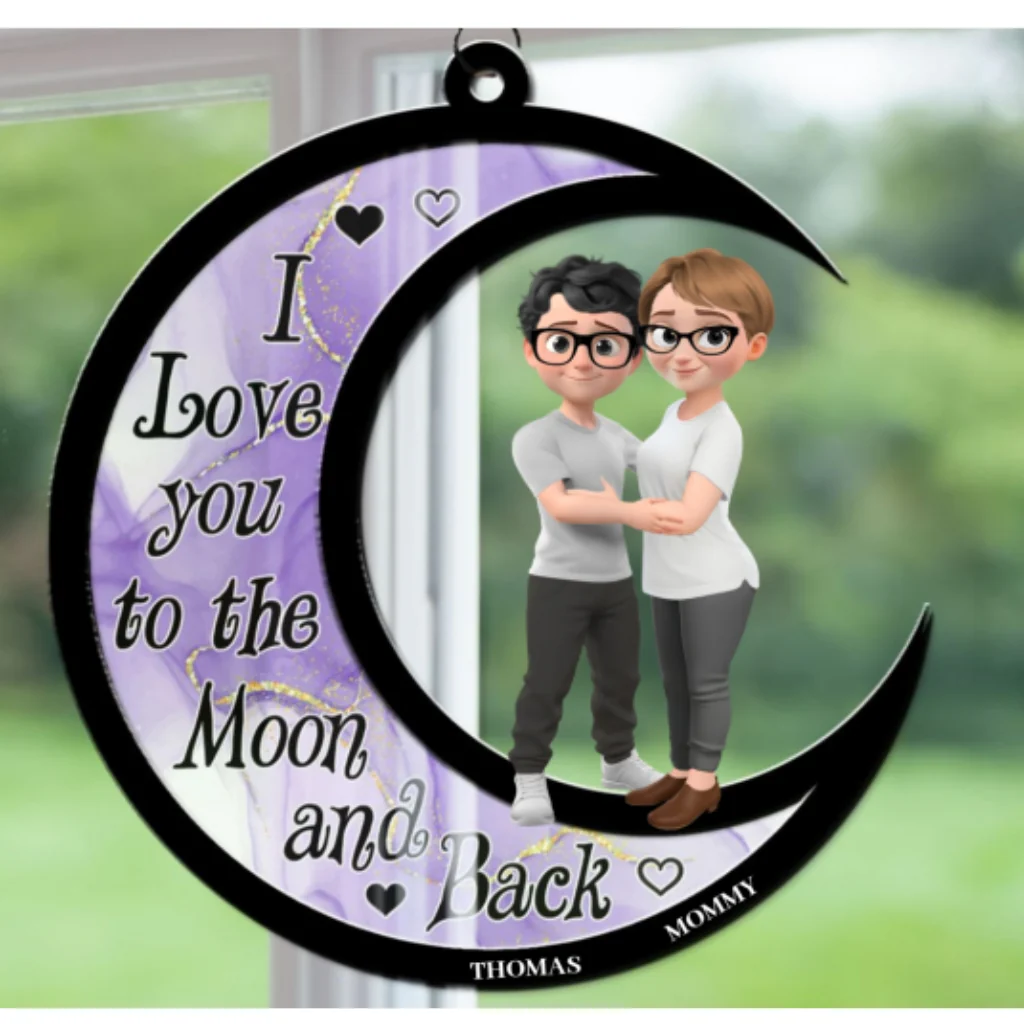I Love You To The Moon And Back - Personalized Custom Suncatcher - Image 6
