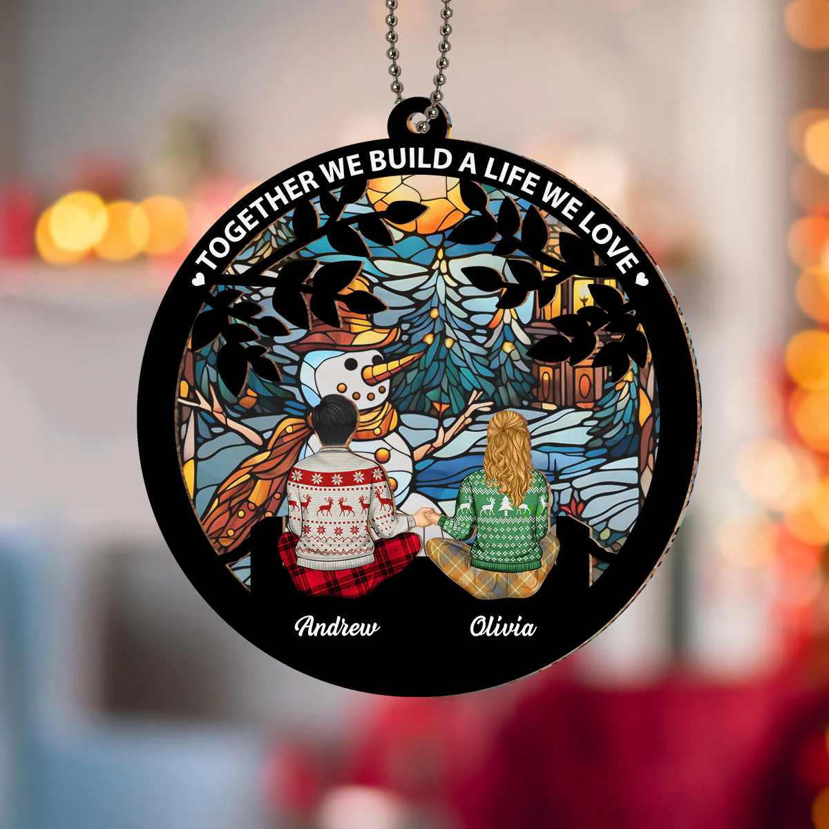I Love You To The Moon And Back - Personalized Custom Suncatcher Ornament - Image 2