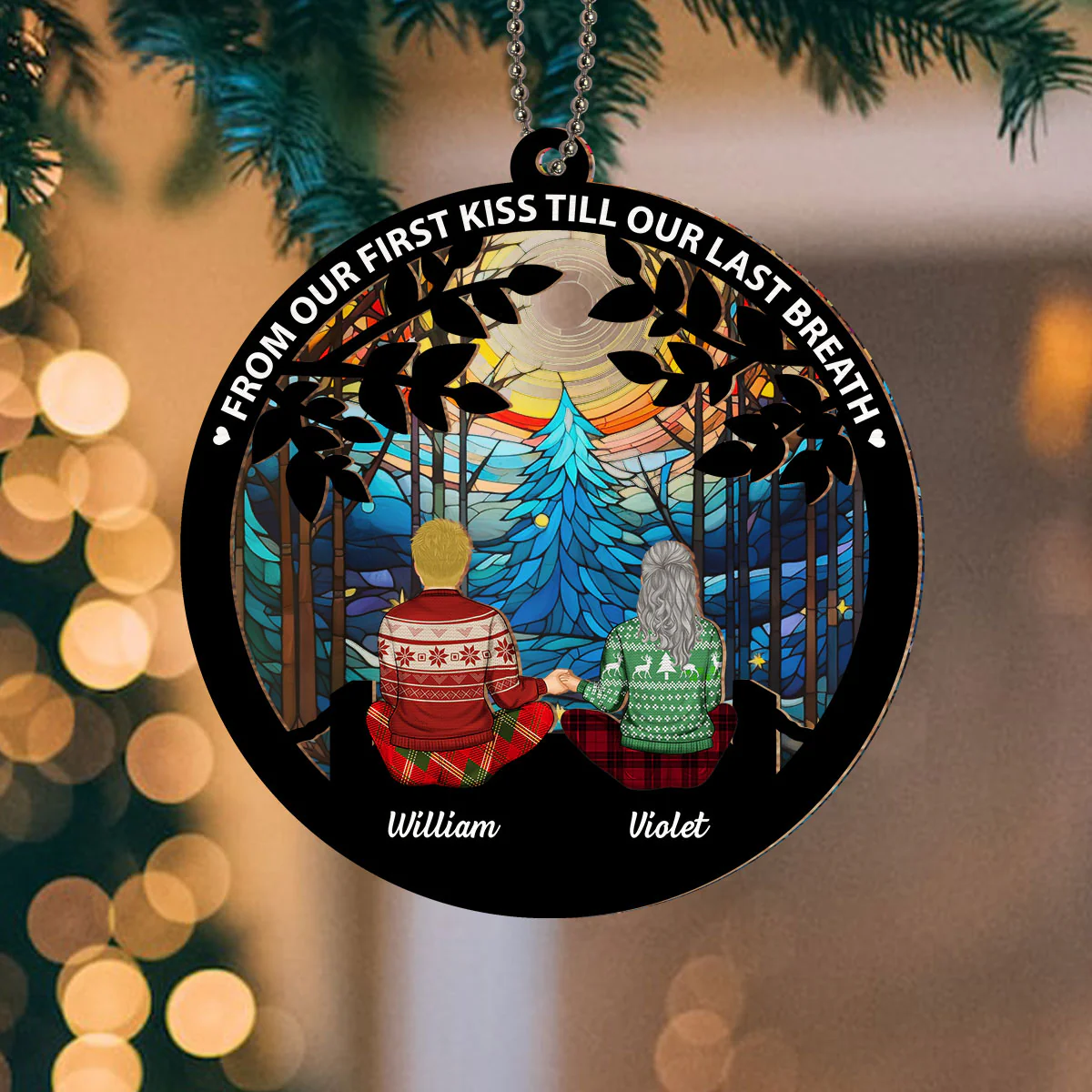 I Love You To The Moon And Back - Personalized Custom Suncatcher Ornament - Image 4