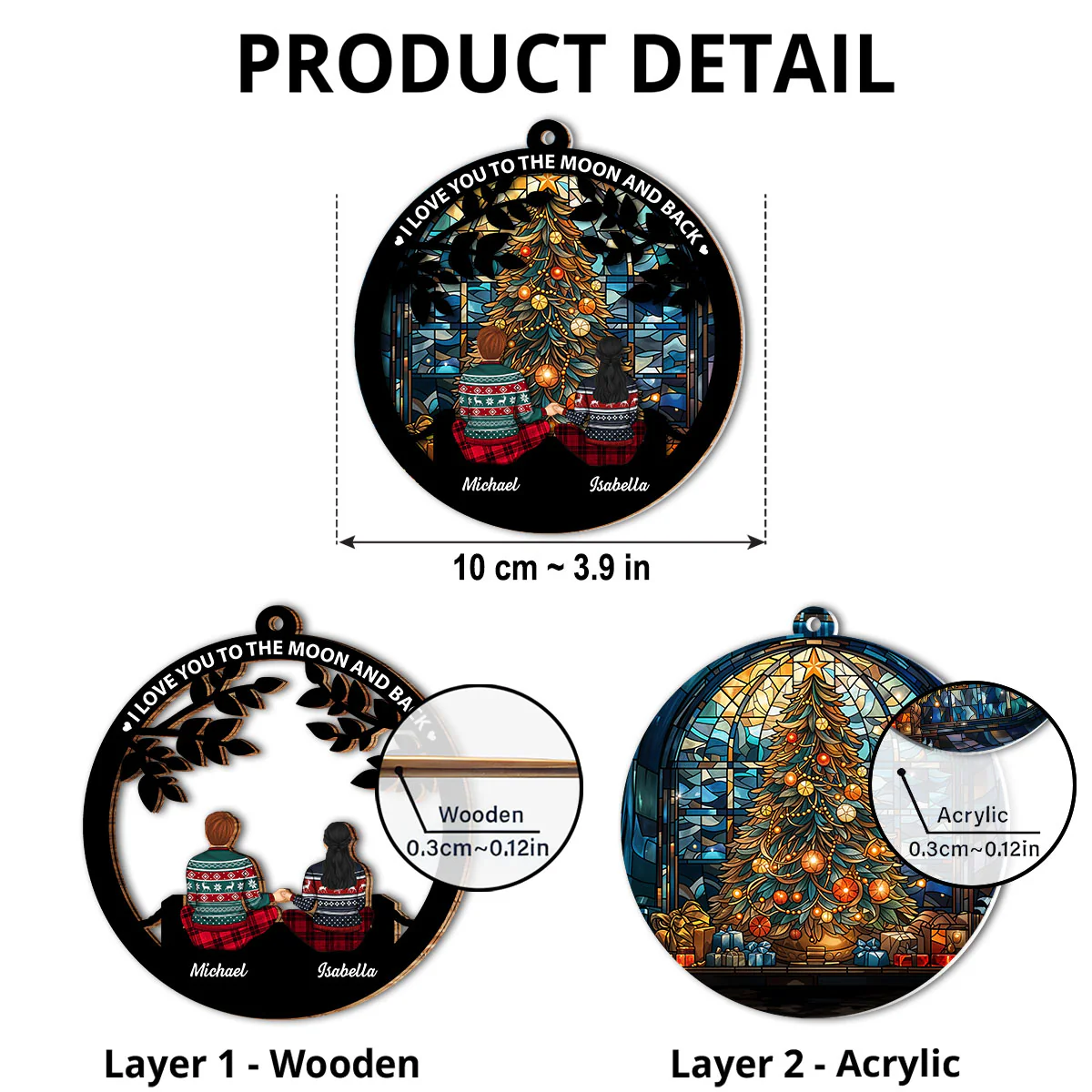 I Love You To The Moon And Back - Personalized Custom Suncatcher Ornament - Image 5