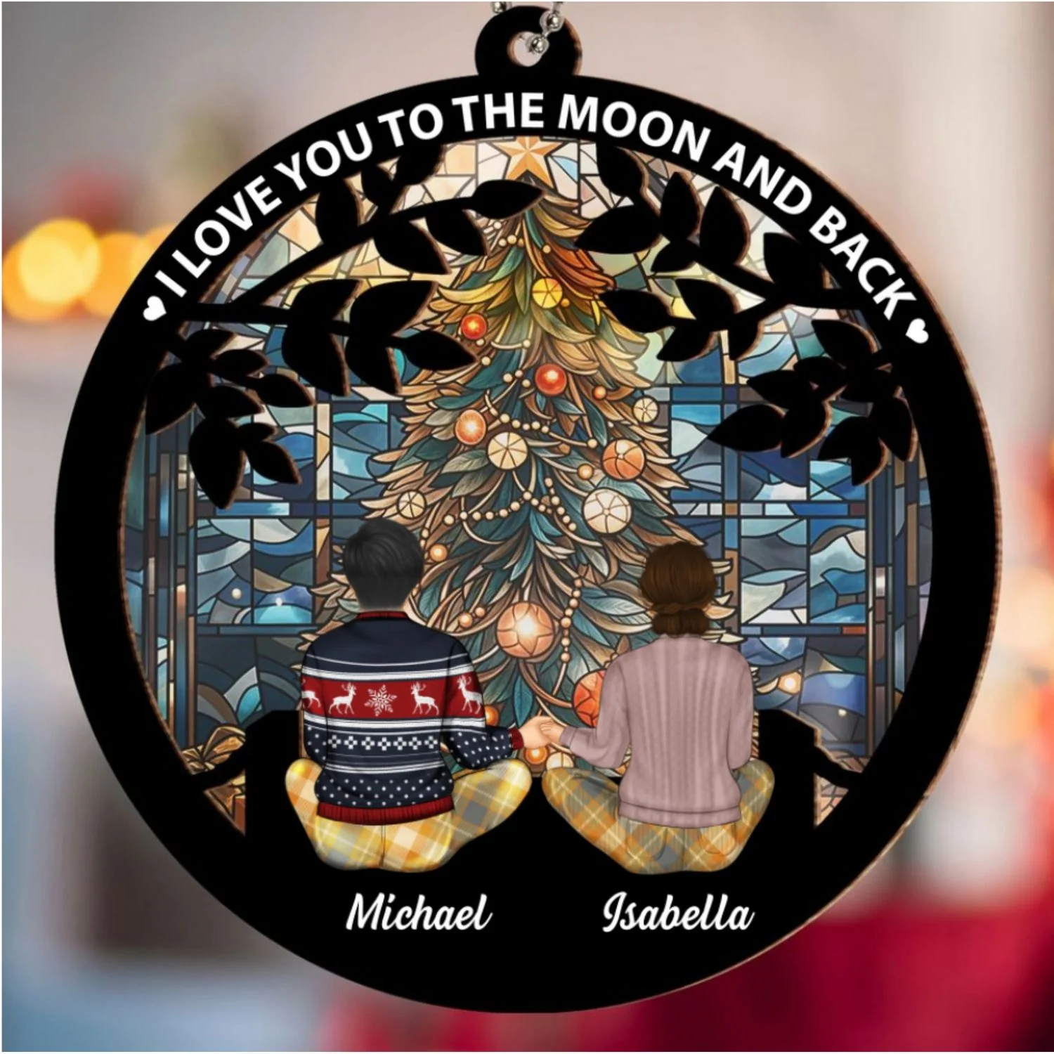 I Love You To The Moon And Back - Personalized Custom Suncatcher Ornament - Image 6