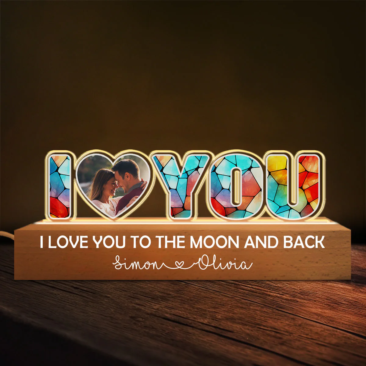 I Love You To The Moon And Back Photo - Personalized Custom Acrylic 3D LED Night Light