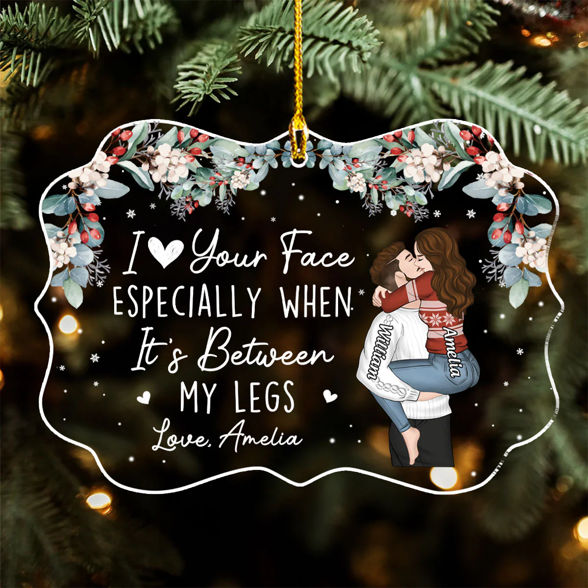 I Love Your Face - Personalized Custom Acrylic Ornament - Image 3