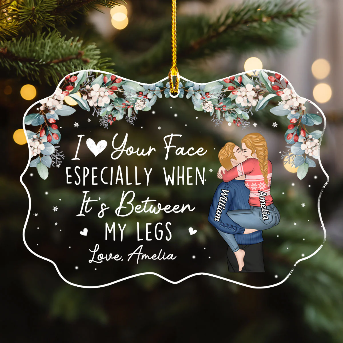 I Love Your Face - Personalized Custom Acrylic Ornament - Image 4