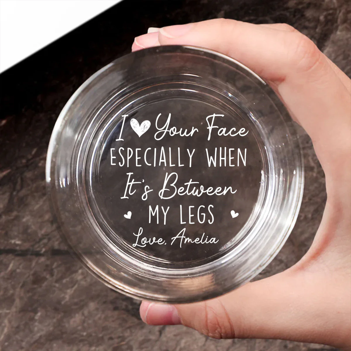 I Love Your Face - Personalized Custom Engraved Whiskey Glass - Image 2