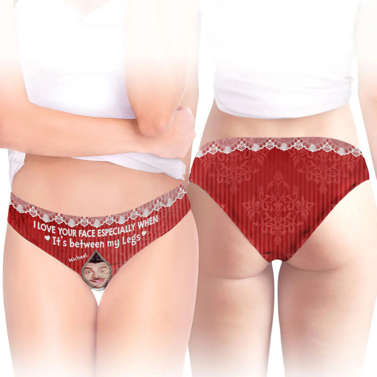 I Love Your Face - Personalized Women Briefs - Image 4