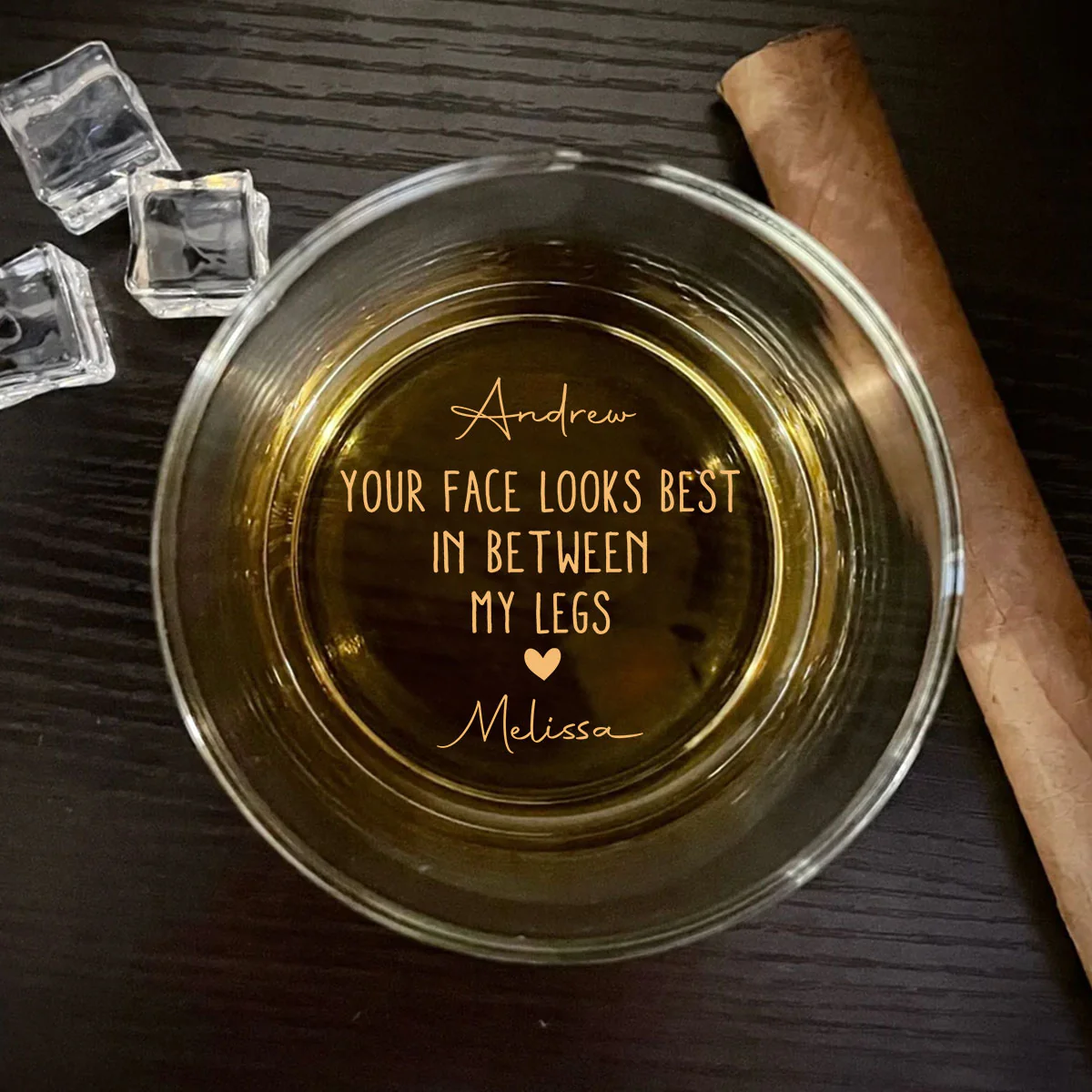 I Love Your Face Version 2 - Personalized Custom Engraved Whiskey Glass - Image 4